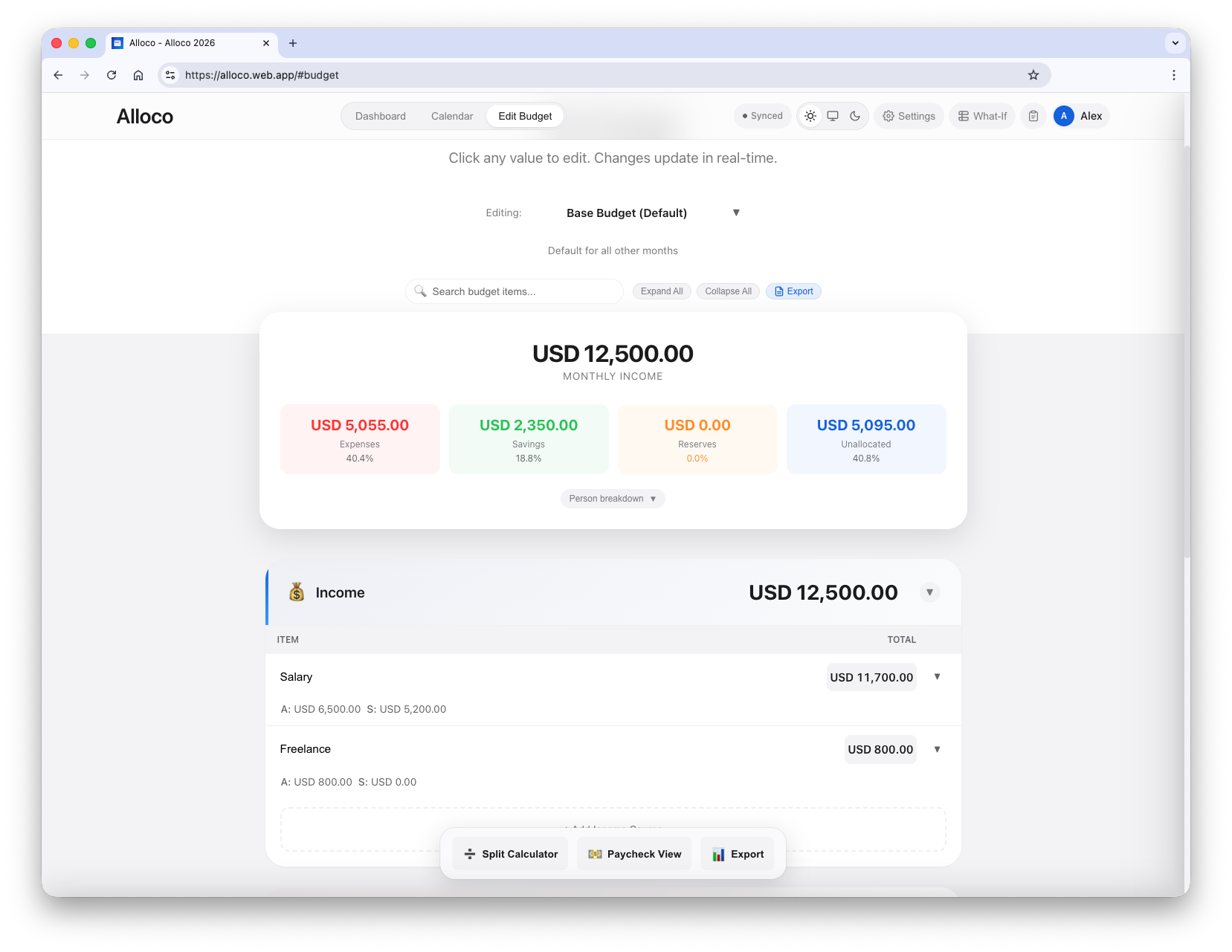Multiple budget templates for different months