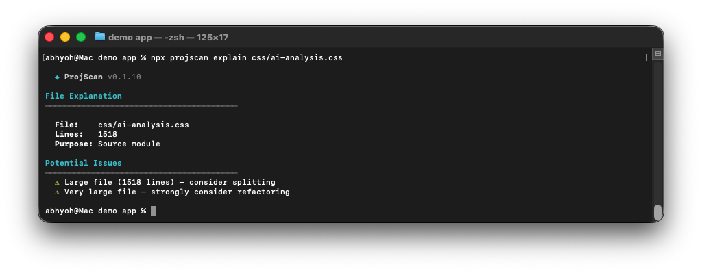 ProjScan file explanation output
