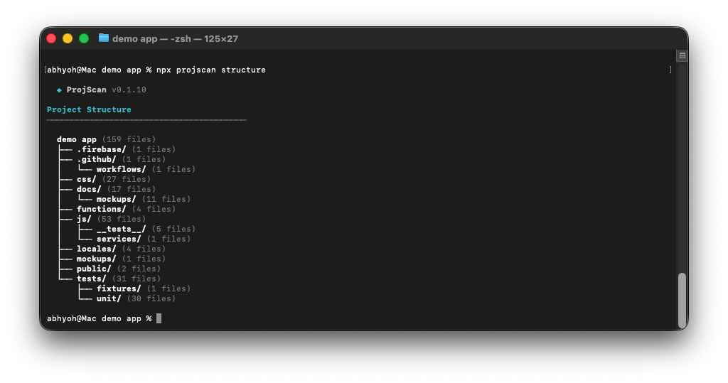 ProjScan directory structure with file counts